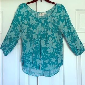 Summery teal half button blouse!